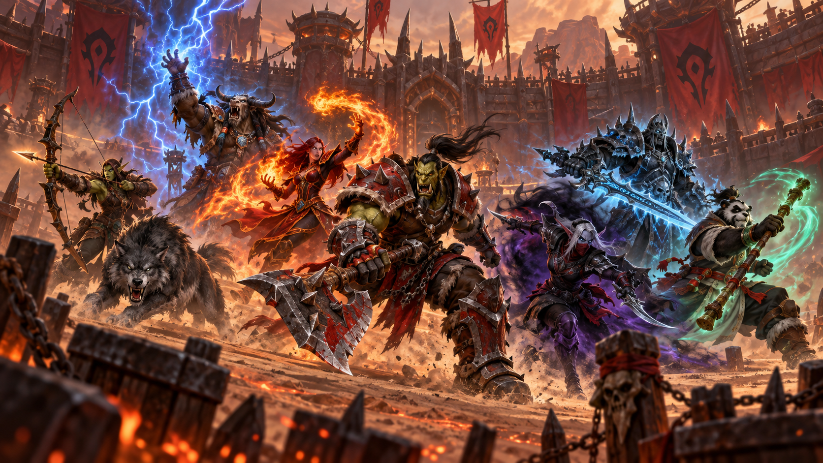 Original fantasy adventurers demonstrating several combat disciplines